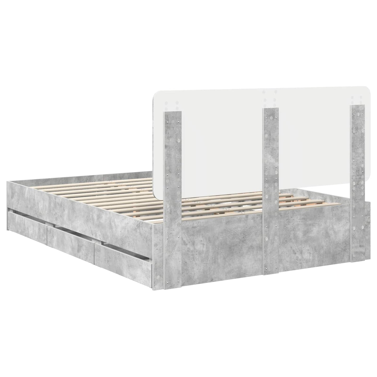Bed Frame with Drawer Concrete Grey 150 x 200 cm Engineer Wood