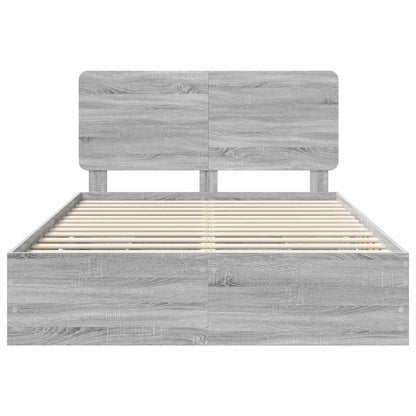 Bed Frame with Drawer Grey Sonoma 150 x 200 cm Engineer Wood