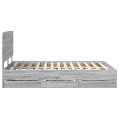 Bed Frame with Drawer Grey Sonoma 150 x 200 cm Engineer Wood