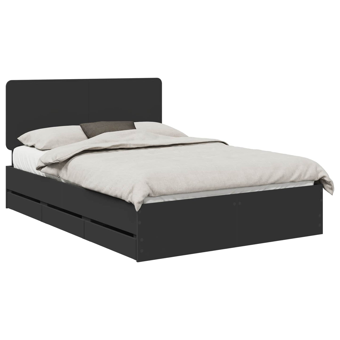 Bed Frame with Drawer Black 140 x 200 cm Engineer Wood