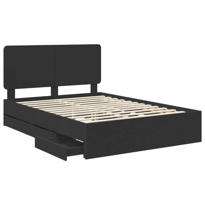Bed Frame with Drawer Black 140 x 200 cm Engineer Wood