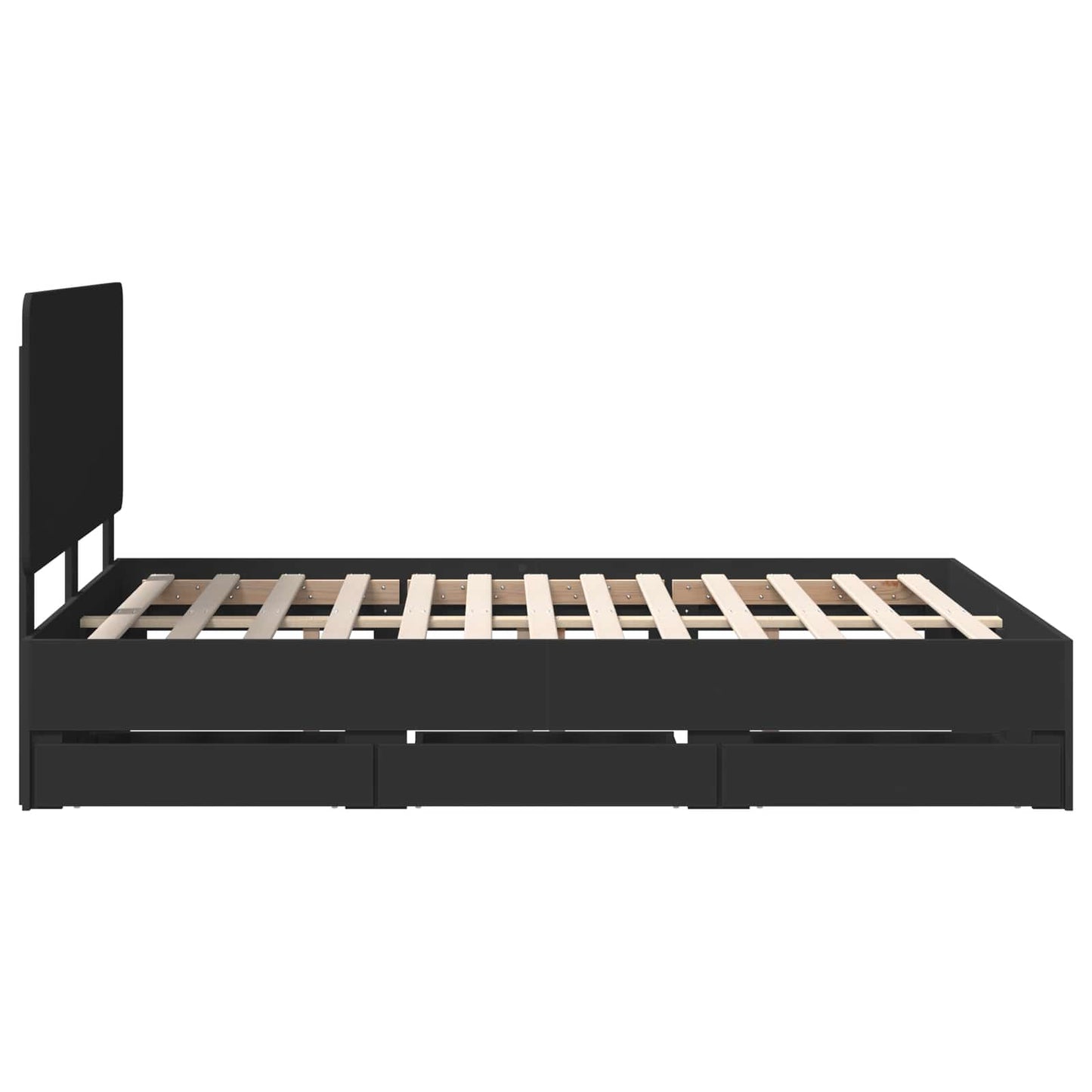 Bed Frame with Drawer Black 140 x 200 cm Engineer Wood