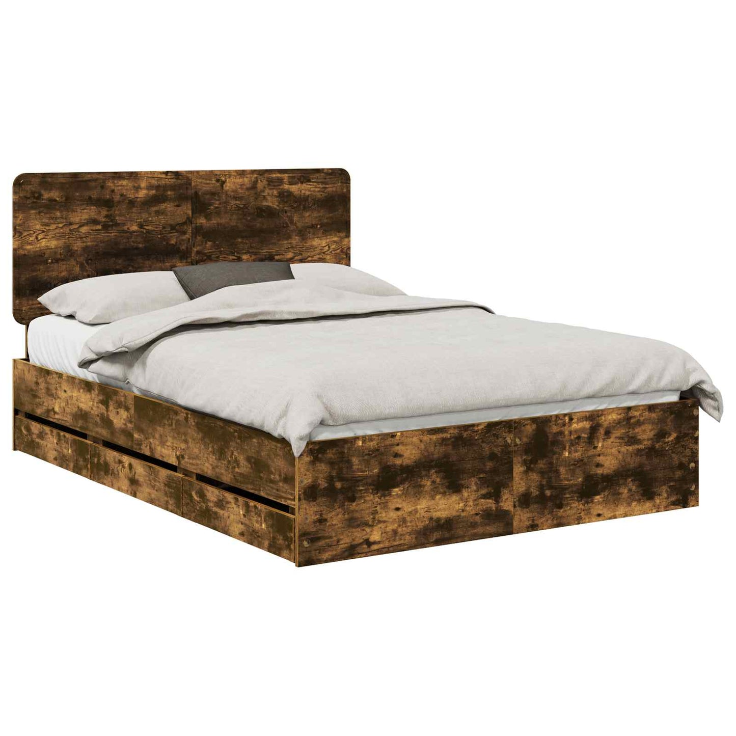 Bed Frame with Drawer Smoked Oak 140 x 200 cm Engineer Wood