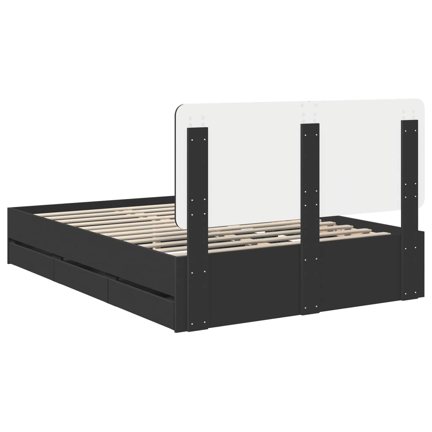 Bed Frame with Drawer Black 140 x 190 cm Engineer Wood