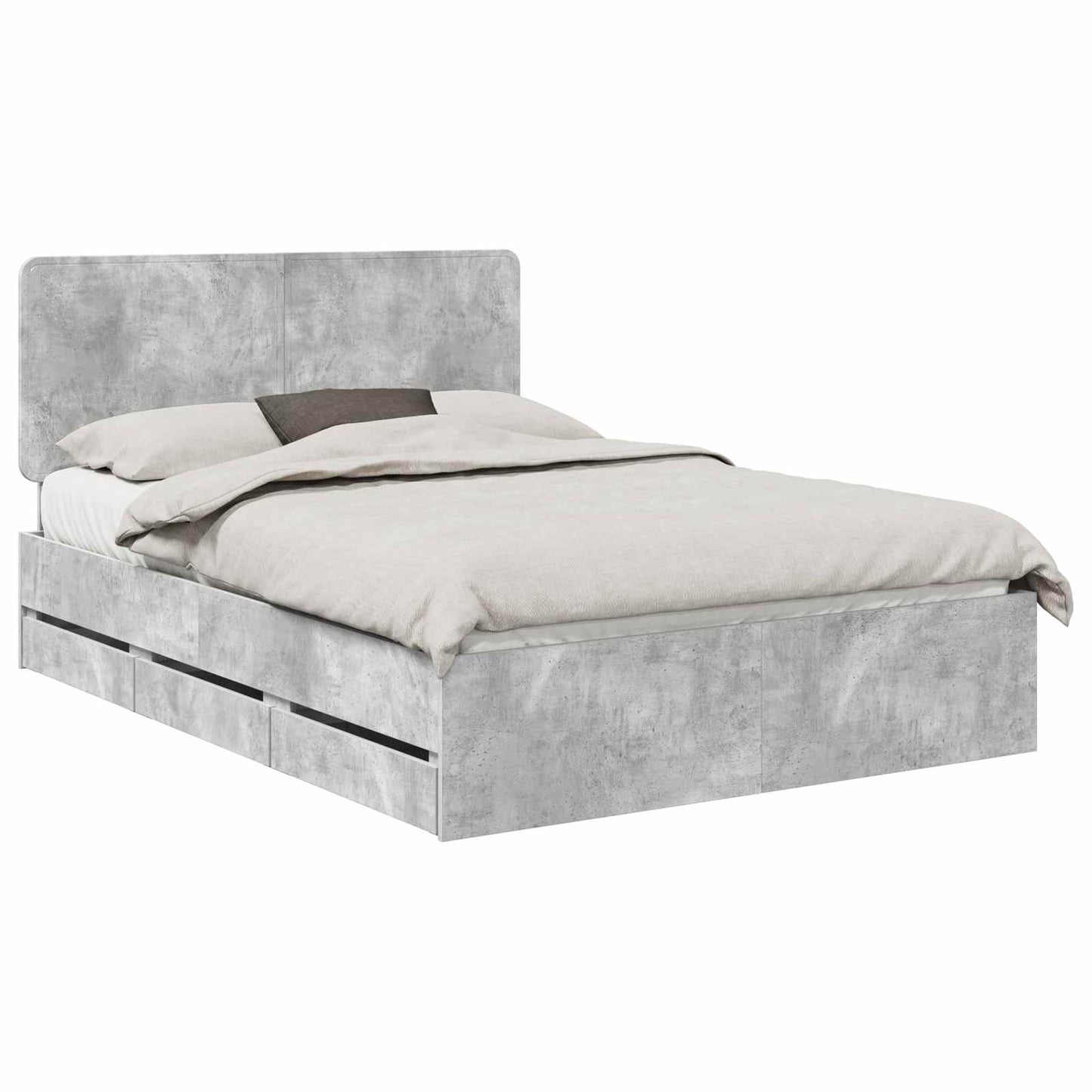 Bed Frame with Drawer Concrete Grey 140 x 190 cm Engineer Wood
