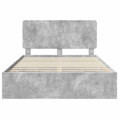 Bed Frame with Drawer Concrete Grey 140 x 190 cm Engineer Wood
