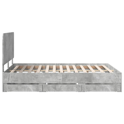 Bed Frame with Drawer Concrete Grey 140 x 190 cm Engineer Wood