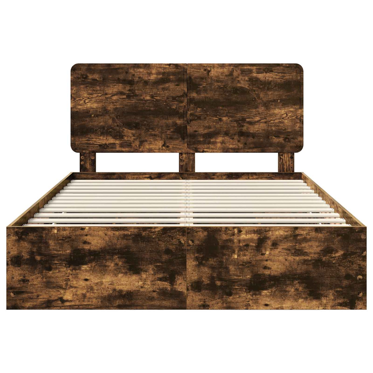 Bed Frame with Drawer Smoked Oak 140 x 190 cm Engineer Wood