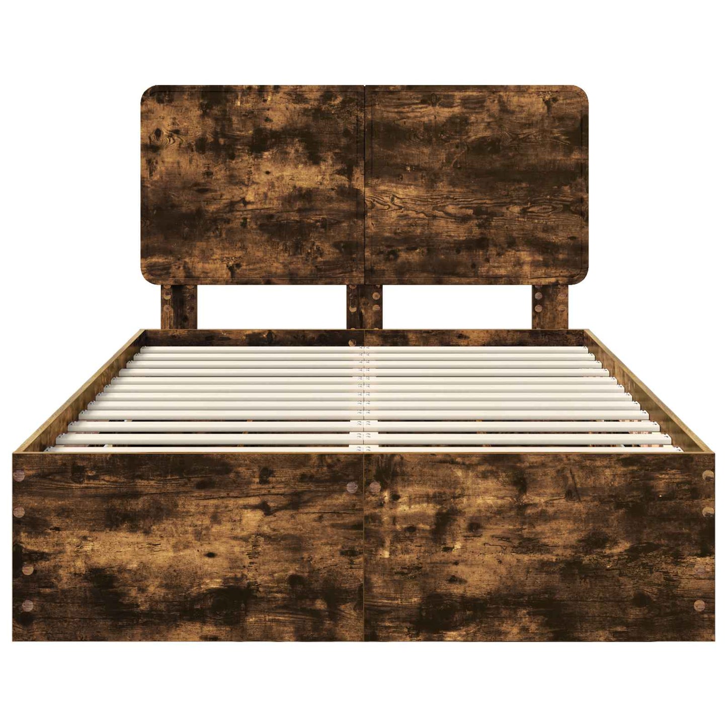 Bed Frame with Drawer Smoked Oak 135 x 190 cm Engineer Wood