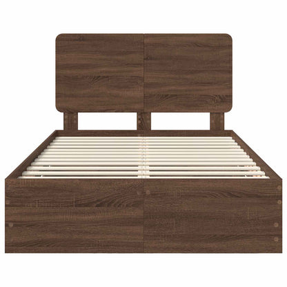 Bed Frame with Drawer Brown Oak 135 x 190 cm Engineer Wood