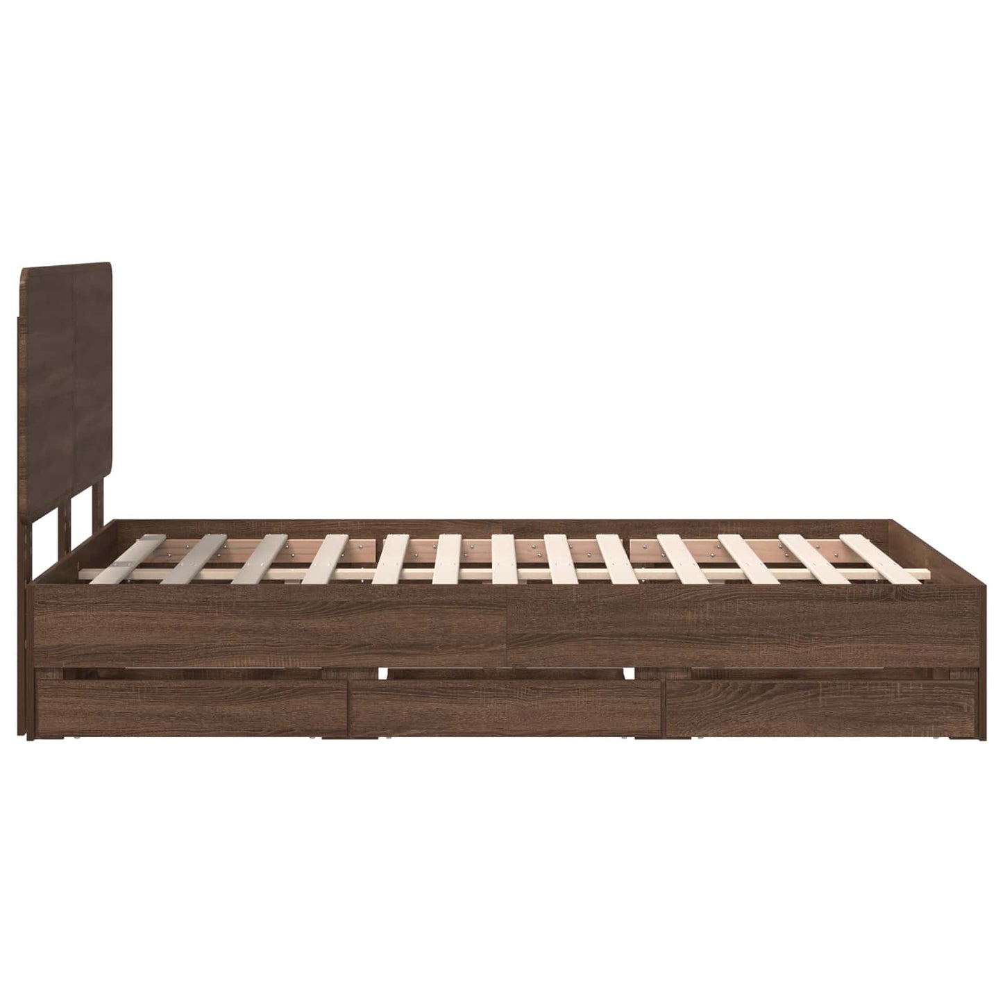 Bed Frame with Drawer Brown Oak 135 x 190 cm Engineer Wood