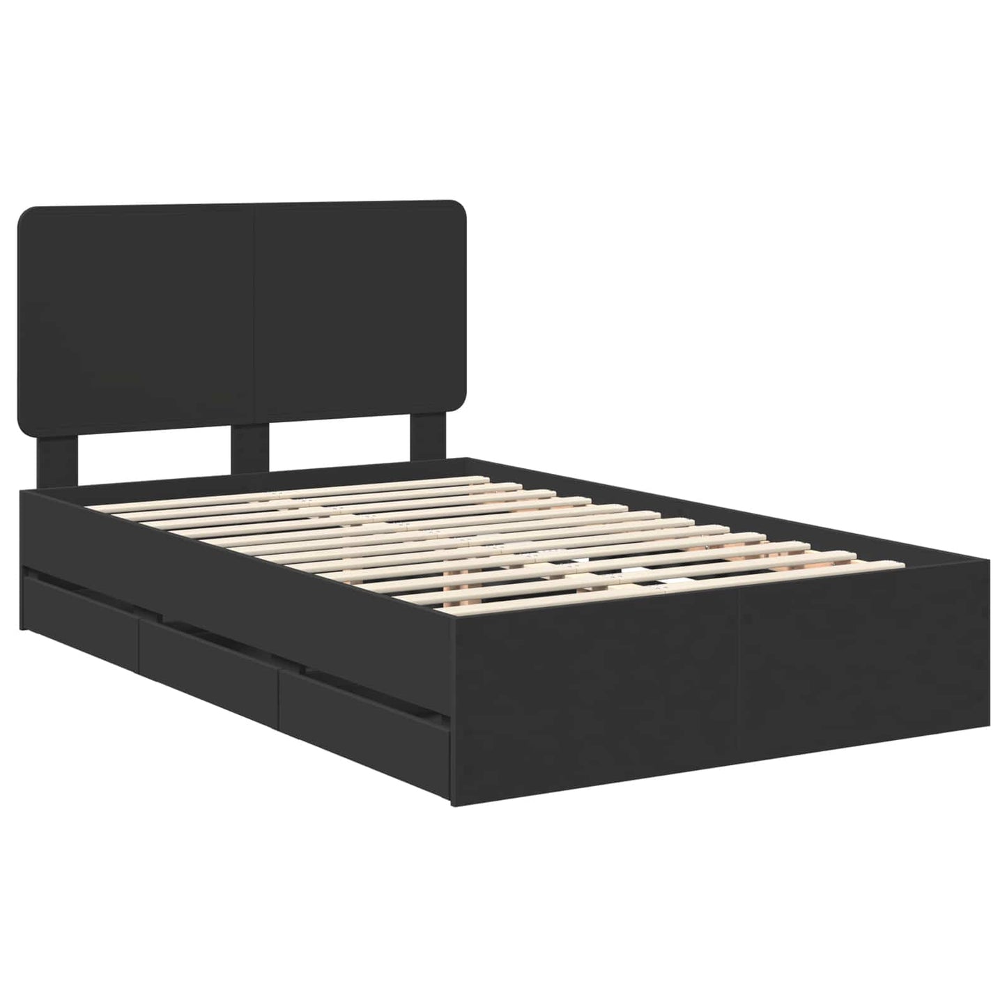 Bed Frame with Drawer Black 120 x 190 cm Engineer Wood