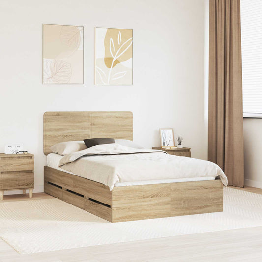 Bed Frame with Drawer Sonoma Oak 120 x 190 cm Engineer Wood