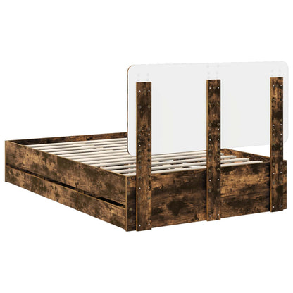 Bed Frame with Drawer Smoked Oak 120 x 190 cm Engineer Wood