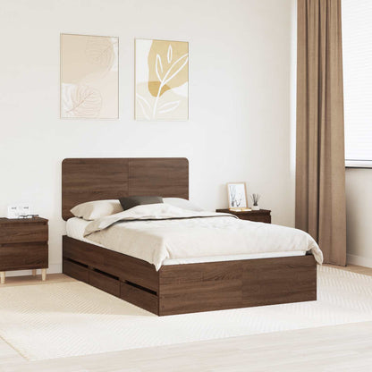 Bed Frame with Drawer Brown Oak 120 x 190 cm Engineer Wood