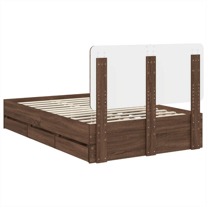 Bed Frame with Drawer Brown Oak 120 x 190 cm Engineer Wood
