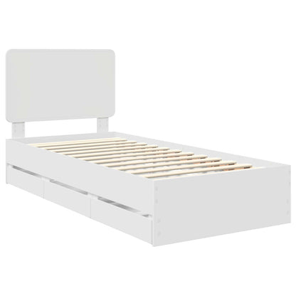 Bed Frame with Drawer White 100 x 200 cm Engineer Wood