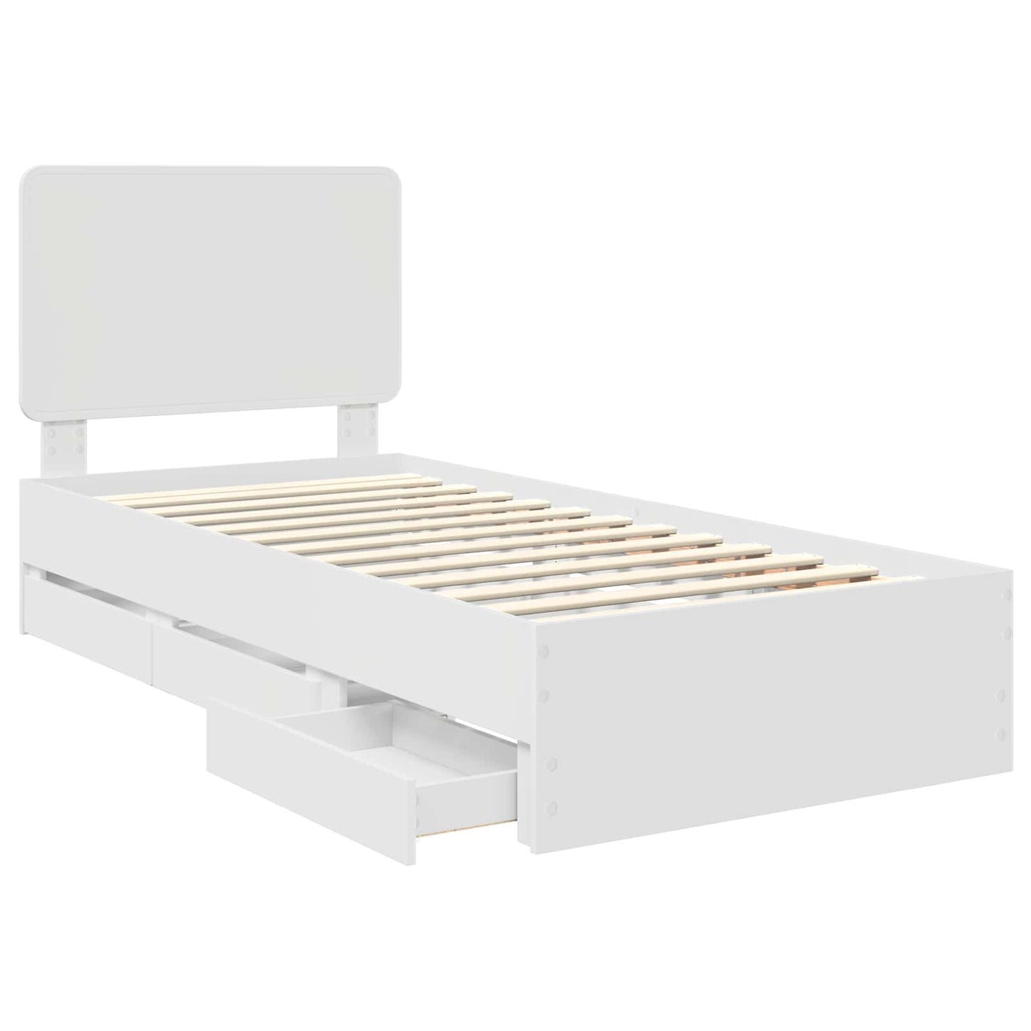 Bed Frame with Drawer White 100 x 200 cm Engineer Wood