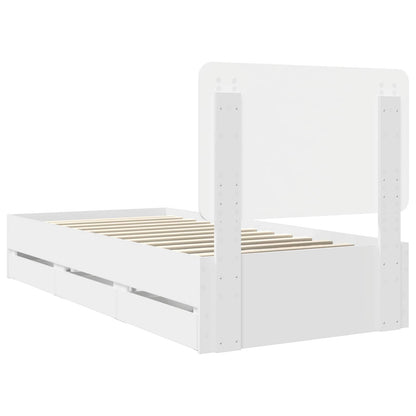Bed Frame with Drawer White 100 x 200 cm Engineer Wood