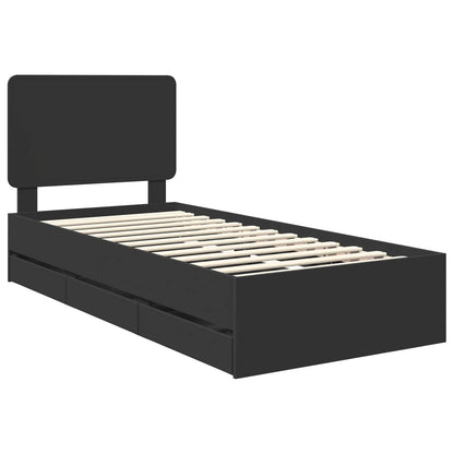 Bed Frame with Drawer Black 100 x 200 cm Engineer Wood