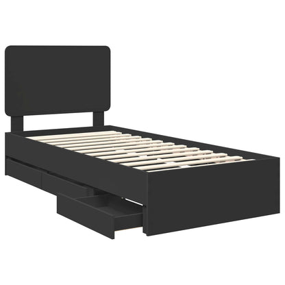 Bed Frame with Drawer Black 100 x 200 cm Engineer Wood