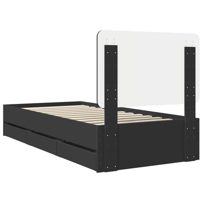 Bed Frame with Drawer Black 100 x 200 cm Engineer Wood