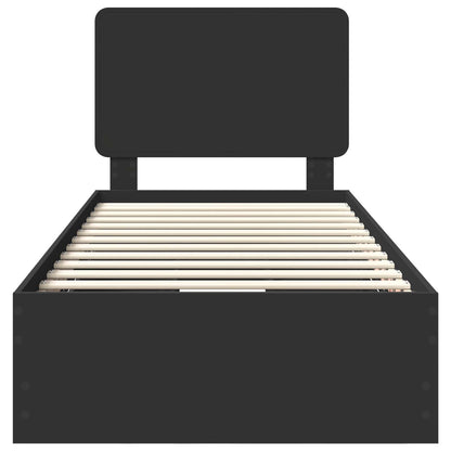 Bed Frame with Drawer Black 100 x 200 cm Engineer Wood