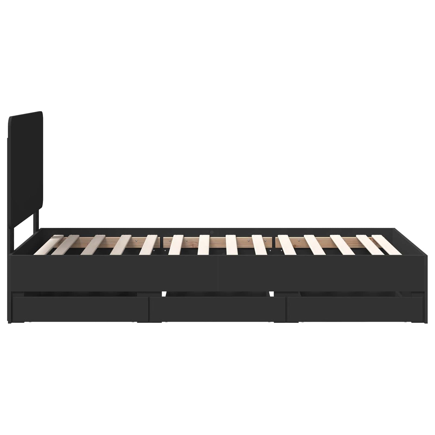 Bed Frame with Drawer Black 100 x 200 cm Engineer Wood