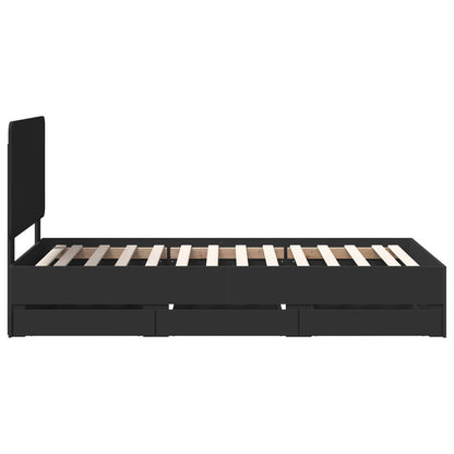 Bed Frame with Drawer Black 100 x 200 cm Engineer Wood