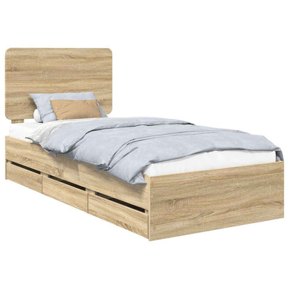 Bed Frame with Drawer Sonoma Oak 100 x 200 cm Engineer Wood