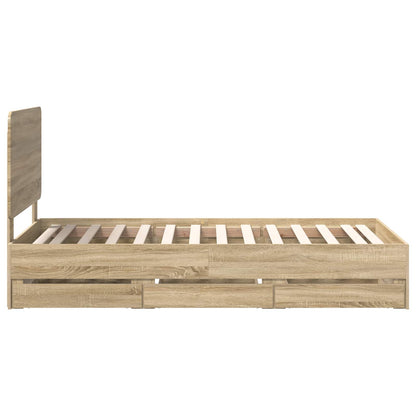 Bed Frame with Drawer Sonoma Oak 100 x 200 cm Engineer Wood