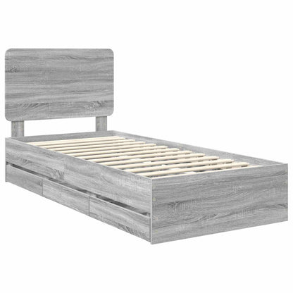Bed Frame with Drawer Grey Sonoma 100 x 200 cm Engineer Wood