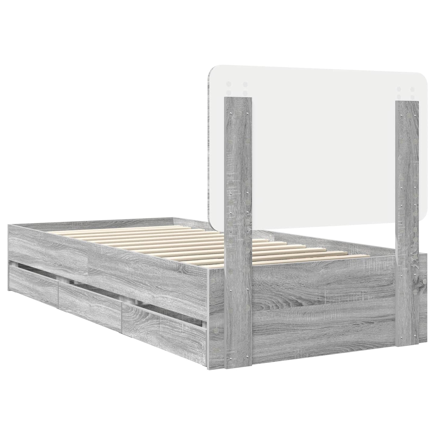 Bed Frame with Drawer Grey Sonoma 100 x 200 cm Engineer Wood