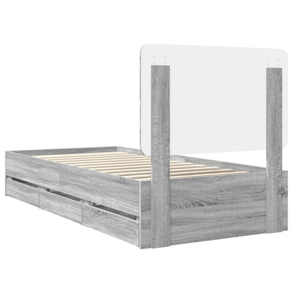 Bed Frame with Drawer Grey Sonoma 100 x 200 cm Engineer Wood