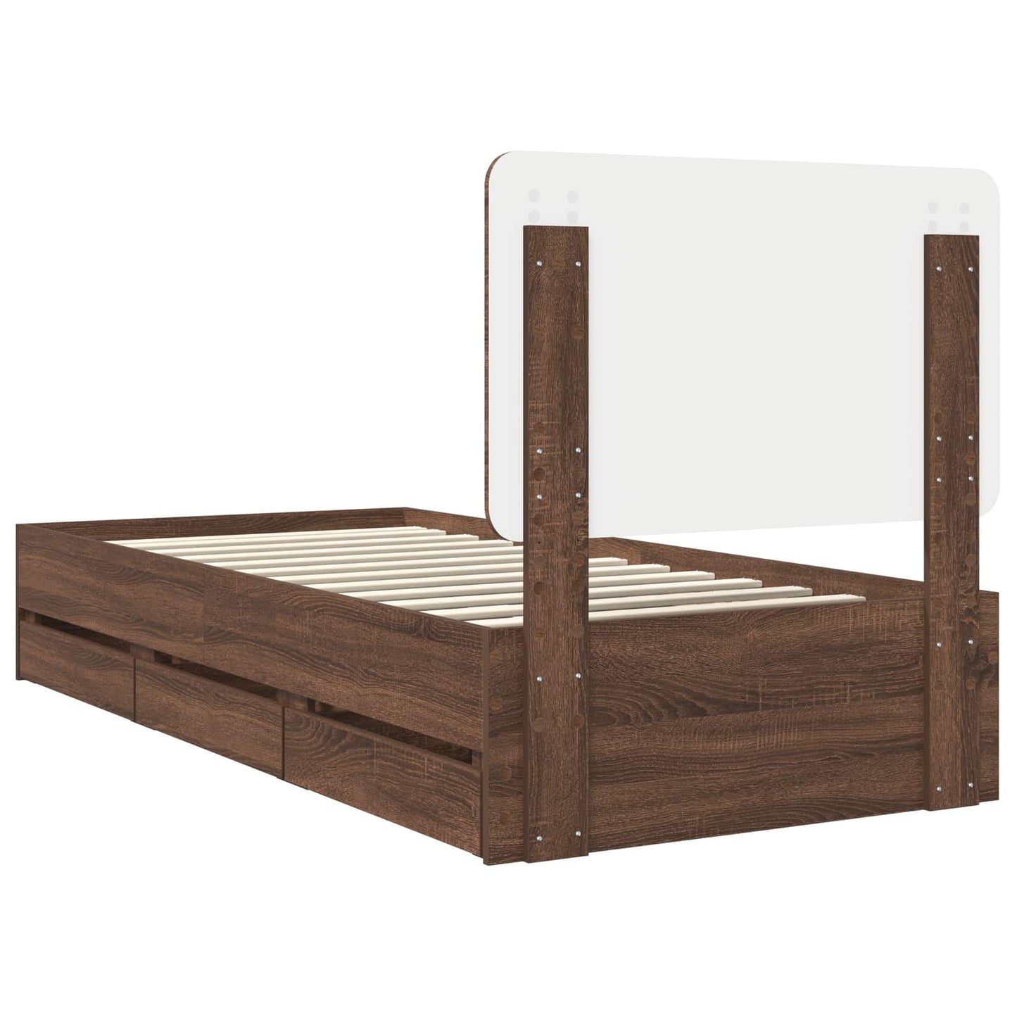 Bed Frame with Drawer Brown Oak 100 x 200 cm Engineer Wood
