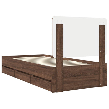 Bed Frame with Drawer Brown Oak 100 x 200 cm Engineer Wood
