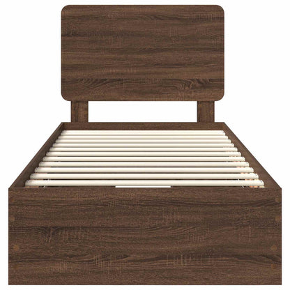 Bed Frame with Drawer Brown Oak 100 x 200 cm Engineer Wood