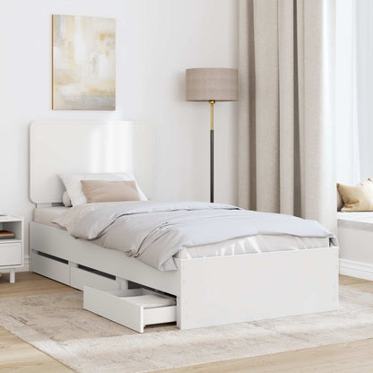 Bed Frame with Drawer White 90 x 200 cm Engineer Wood