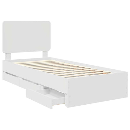 Bed Frame with Drawer White 90 x 200 cm Engineer Wood