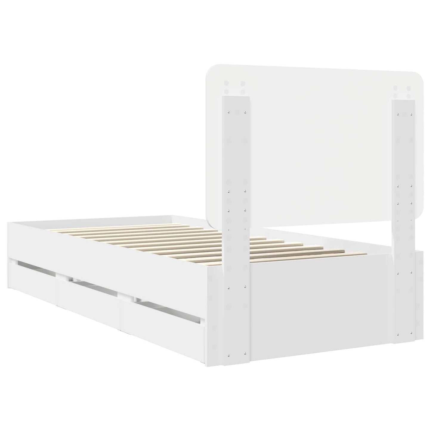 Bed Frame with Drawer White 90 x 200 cm Engineer Wood