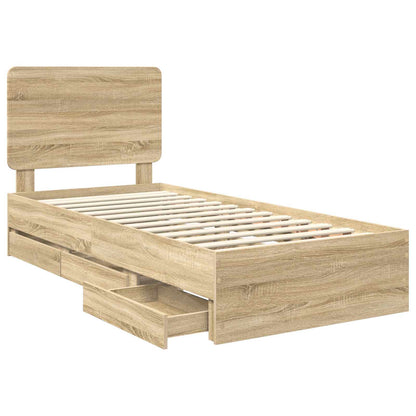 Bed Frame with Drawer Sonoma Oak 90 x 200 cm Engineer Wood