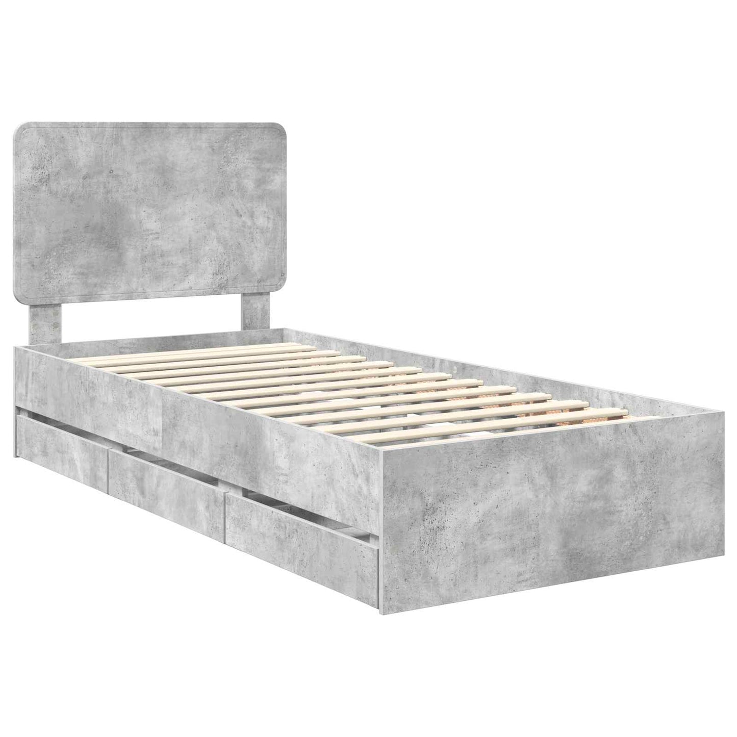 Bed Frame with Drawer Concrete Grey 90 x 200 cm Engineer Wood