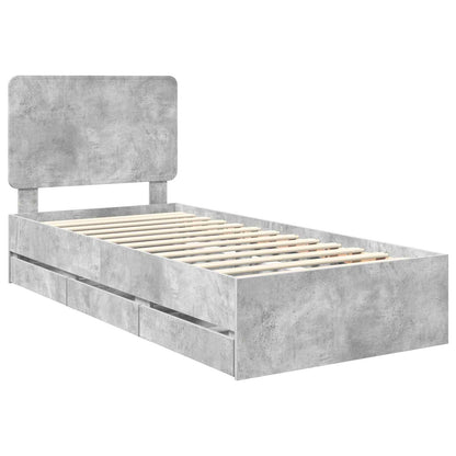 Bed Frame with Drawer Concrete Grey 90 x 200 cm Engineer Wood