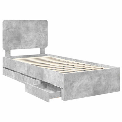 Bed Frame with Drawer Concrete Grey 90 x 200 cm Engineer Wood