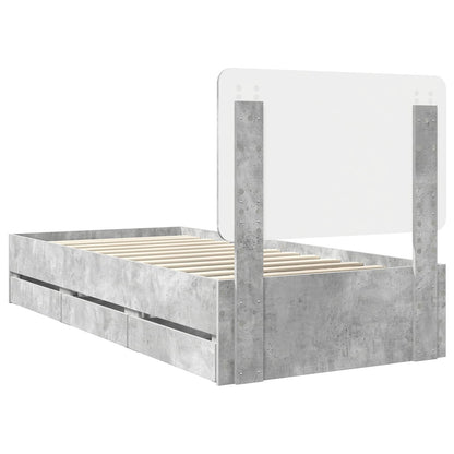 Bed Frame with Drawer Concrete Grey 90 x 200 cm Engineer Wood