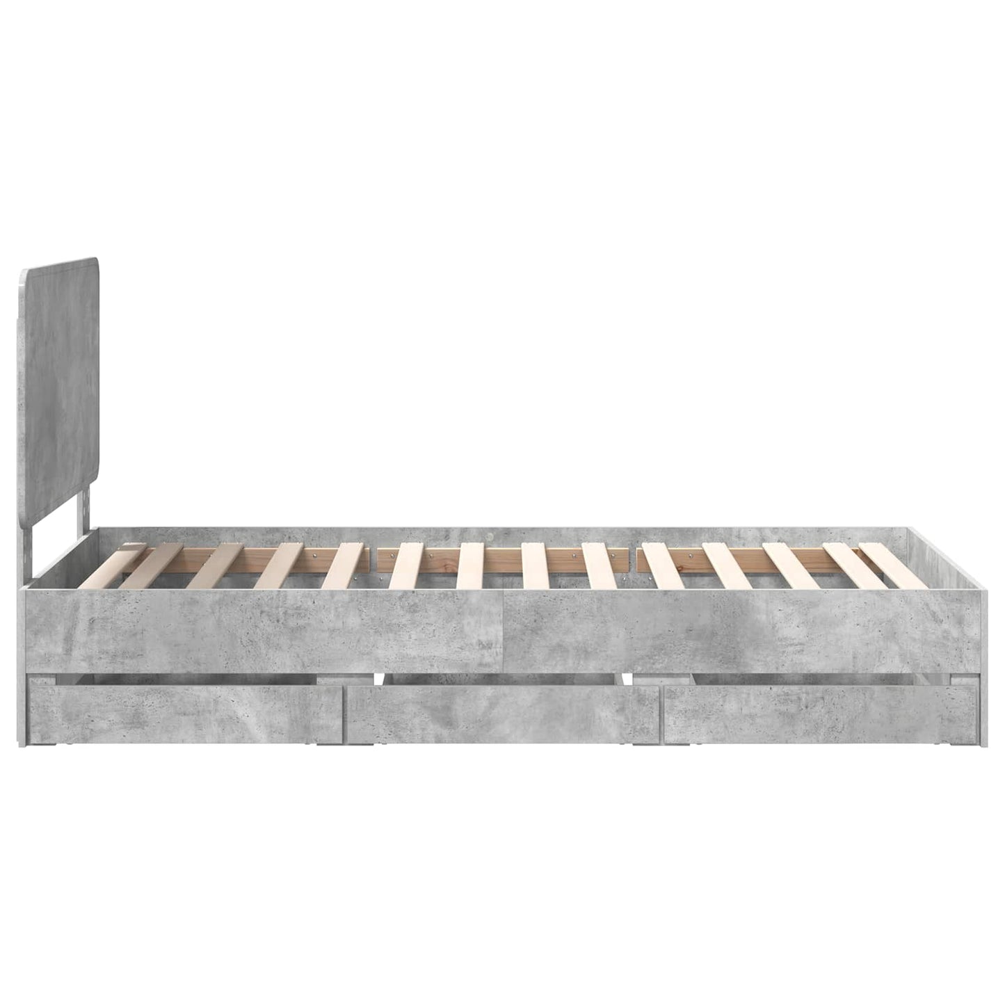 Bed Frame with Drawer Concrete Grey 90 x 200 cm Engineer Wood