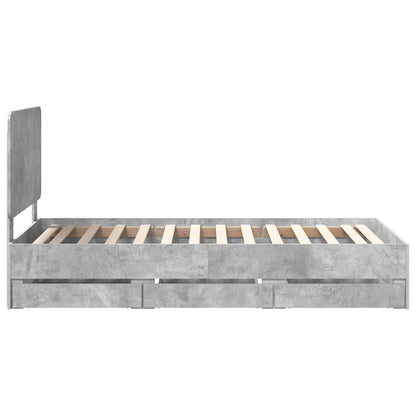 Bed Frame with Drawer Concrete Grey 90 x 200 cm Engineer Wood