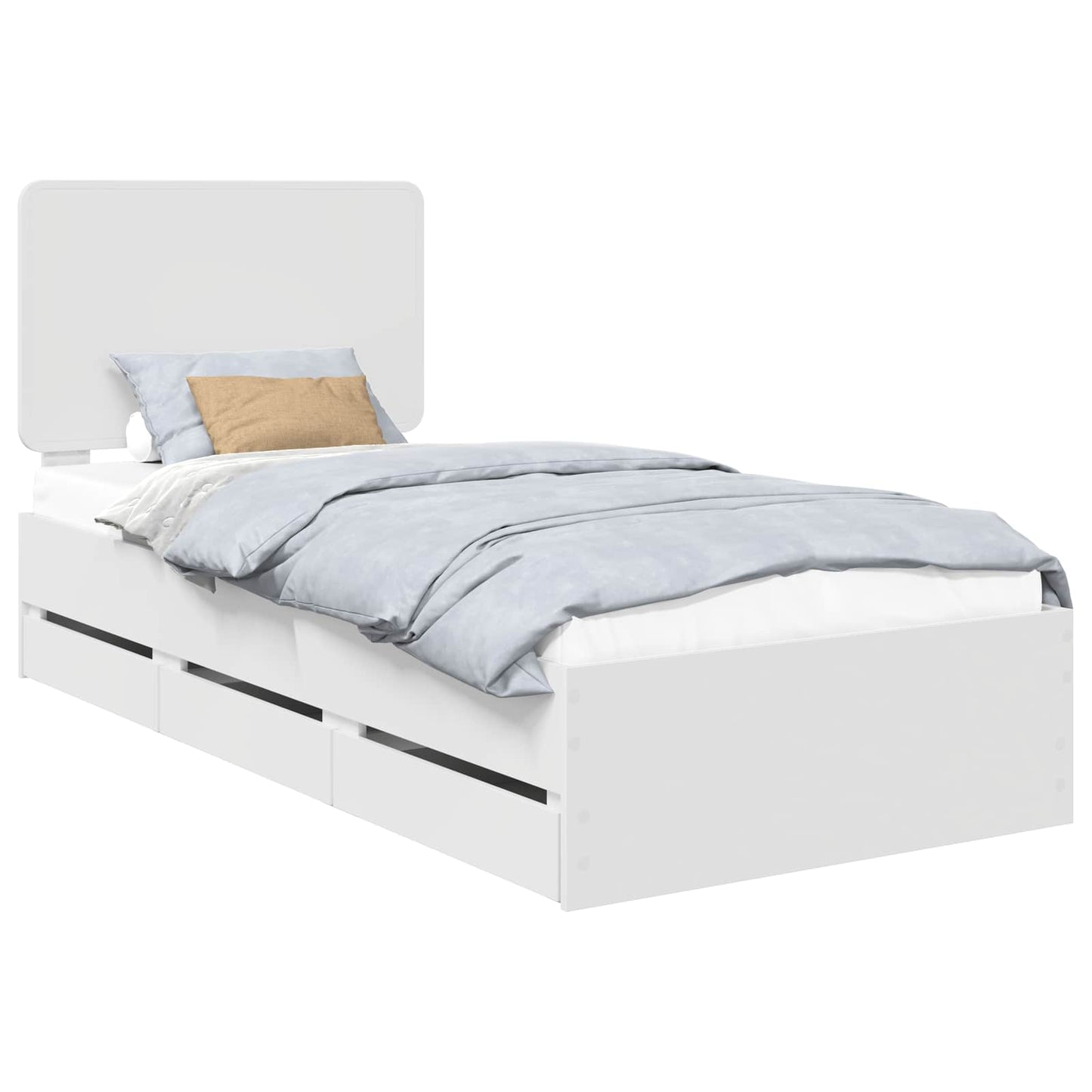 Bed Frame with Drawer White 90 x 190 cm Engineer Wood