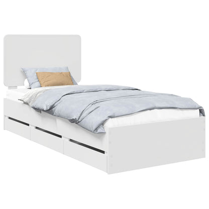 Bed Frame with Drawer White 90 x 190 cm Engineer Wood