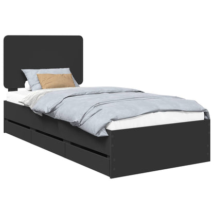 Bed Frame with Drawer Black 90 x 190 cm Engineer Wood